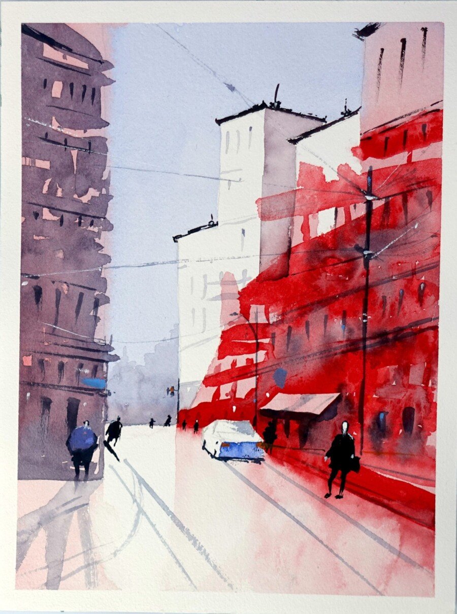 Ciudad en rojo 21x30cm