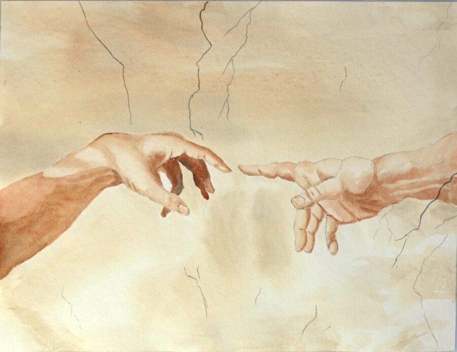 Las manos inspiración (Miguel Ángel) 30x40cm